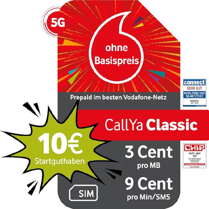 Vodafone Prepaid CallYa Classic bis zu 50% Rabatt Deal