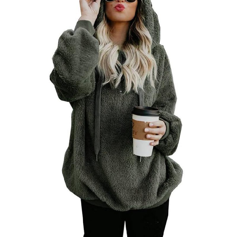 Damen Pullover Teddy Hoodie bis zu 70% Rabatt Deal