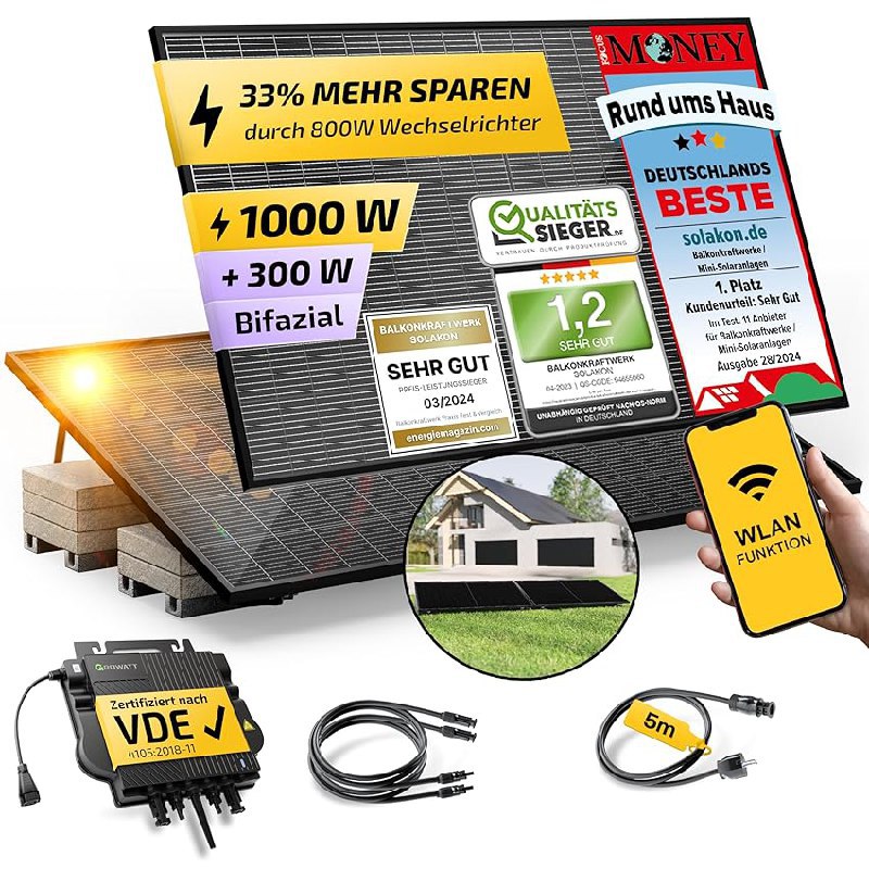 Solakon® 1000W Balkonkraftwerk bis zu 15% Rabatt-Deal