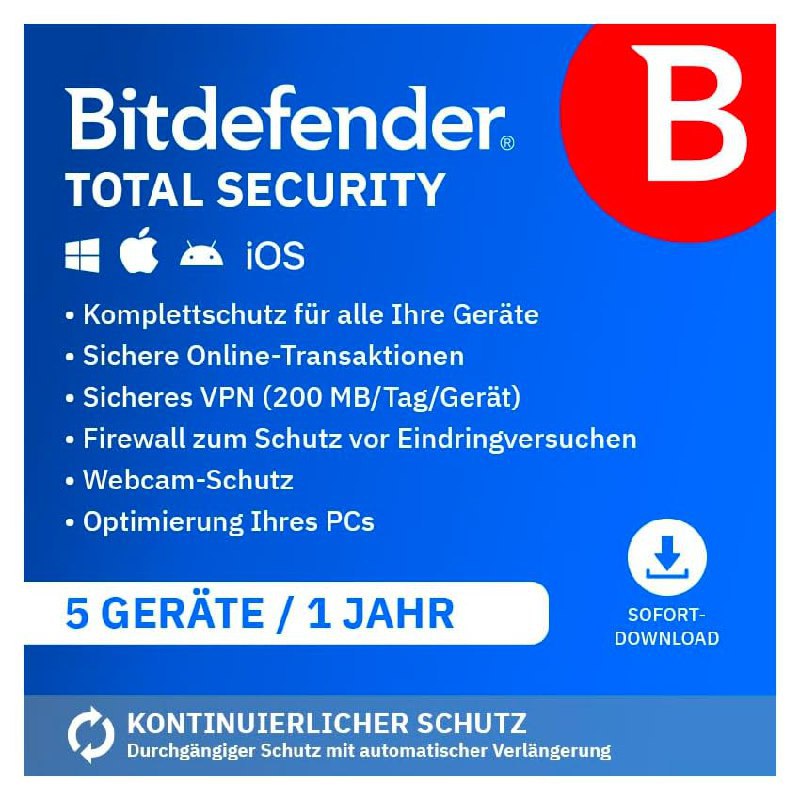 Bitdefender Total Security 2025 bis zu 47% Rabatt Deal